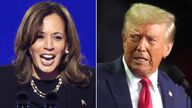 Kamala Harris and Donald Trump. Pics: Reuters/AP