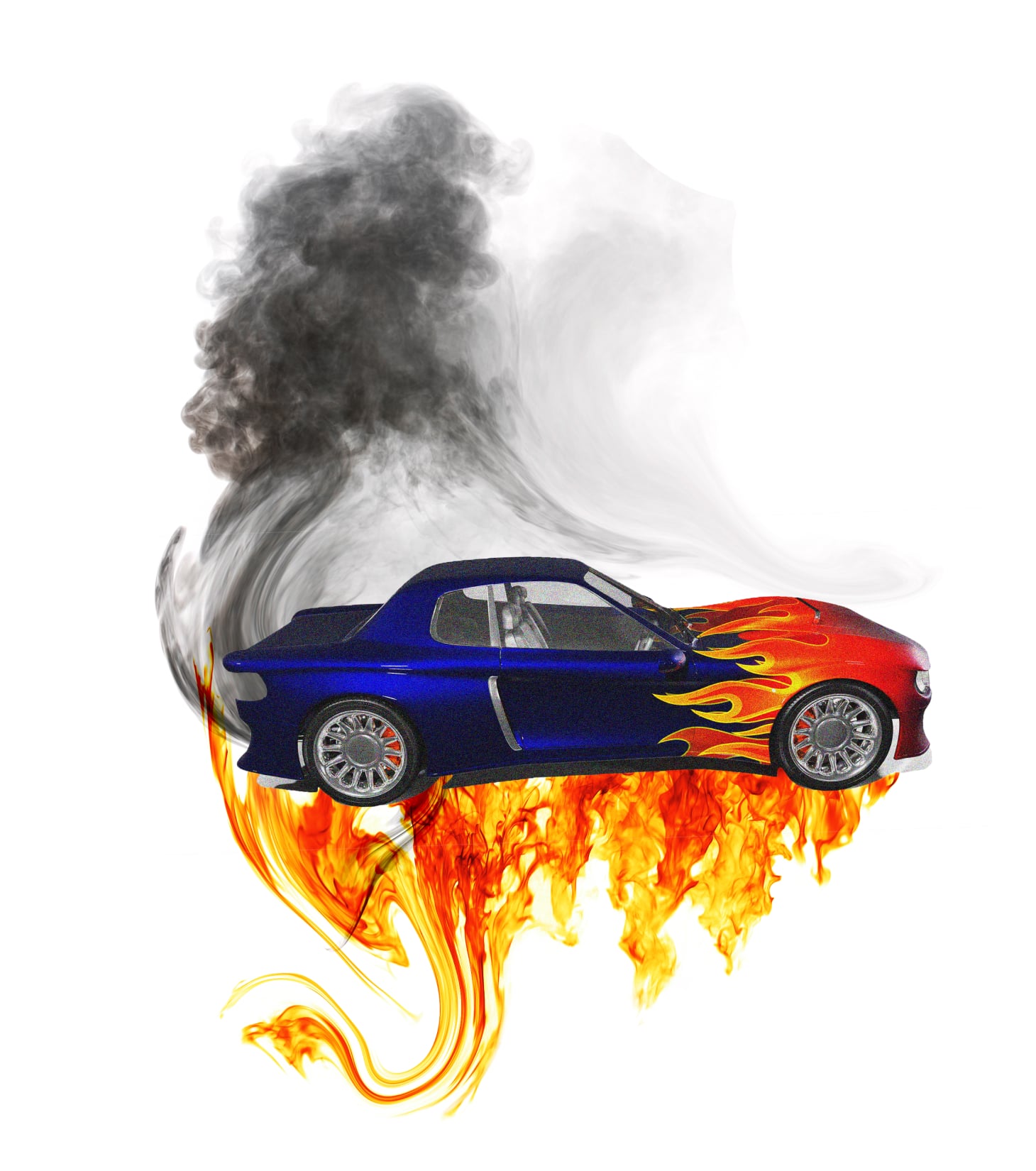 car on fire