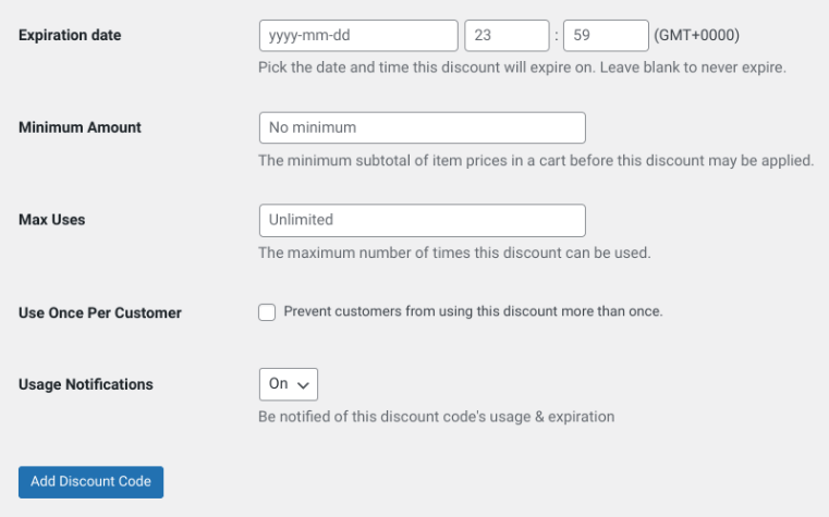 The EDD discount settings.