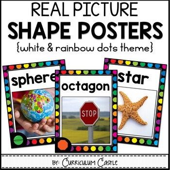 Preview of 2D & 3D Shapes Posters {White & Rainbow Dot Theme}