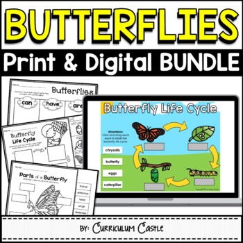 Preview of Butterflies: Butterfly Life Cycle Print & Digital Activities BUNDLE