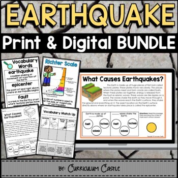 Preview of Earthquakes Natural Disasters Print & Digital Activities BUNDLE