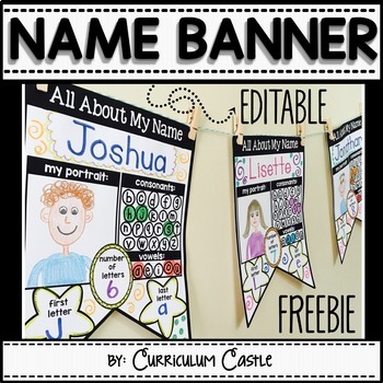 Preview of FREE Name Activities: EDITABLE "All About My Name" Banner