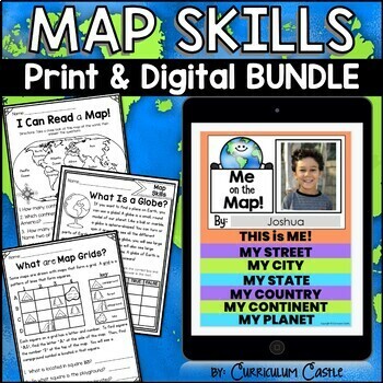 Preview of Map Skills Print & Digital Activities BUNDLE