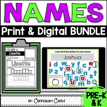 Preview of Name Activities EDITABLE Print & Digital BUNDLE