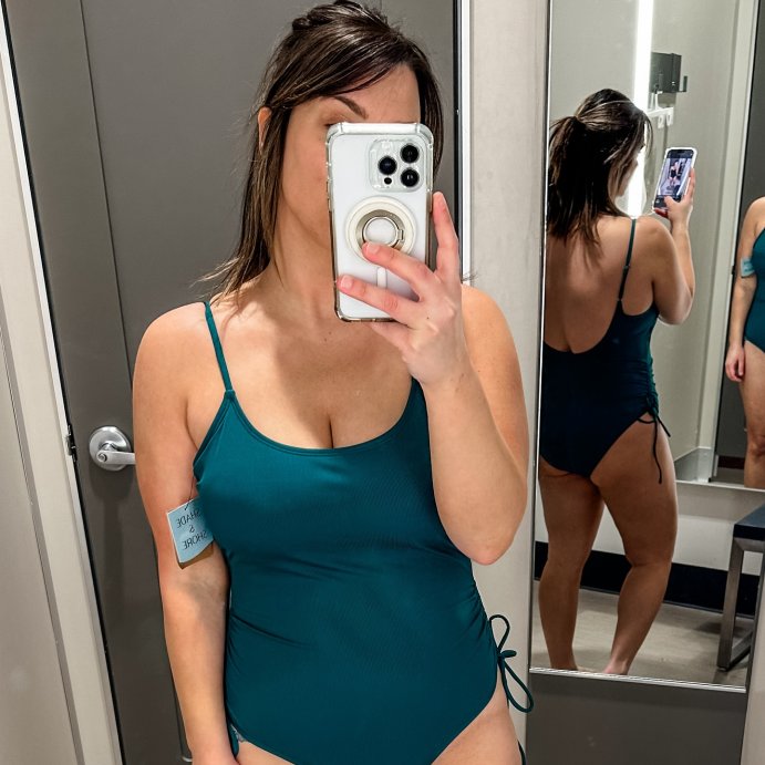 user image by @thestyledspectrum, Women's Ribbed Adjustable Drawstring Medium Coverage One Piece Swimsuit - Shade & Shore™