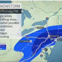 <p>A look at areas that will see the heaviest snowfall (in dark blue).</p>