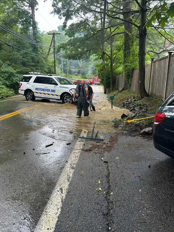 Driver Hospitalized After Striking Fire Hydrant On Busy Westchester Road