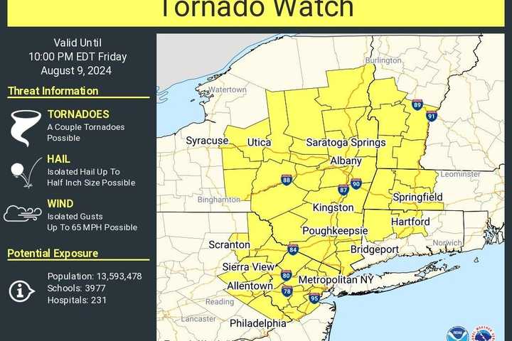 Tornado Watch Shifts, Now Covers These Counties Across NJ, PA As Debby Creeps In