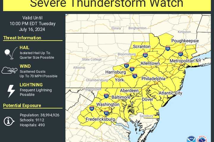 Severe Thunderstorm Watch Issued For Much Of NJ, PA: Here's The Timing