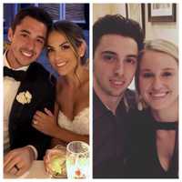 <p>(Left) Johnny&nbsp;Gaudreau and his wife Meredith and his brother Matthew&nbsp;Gaudreau and his wife&nbsp;Madeline.&nbsp;</p>