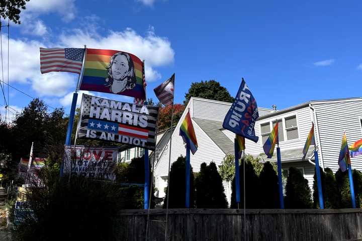 Too Far? (POLL): Paramus Neighbors Face Off Over Harris, Trump With Flags