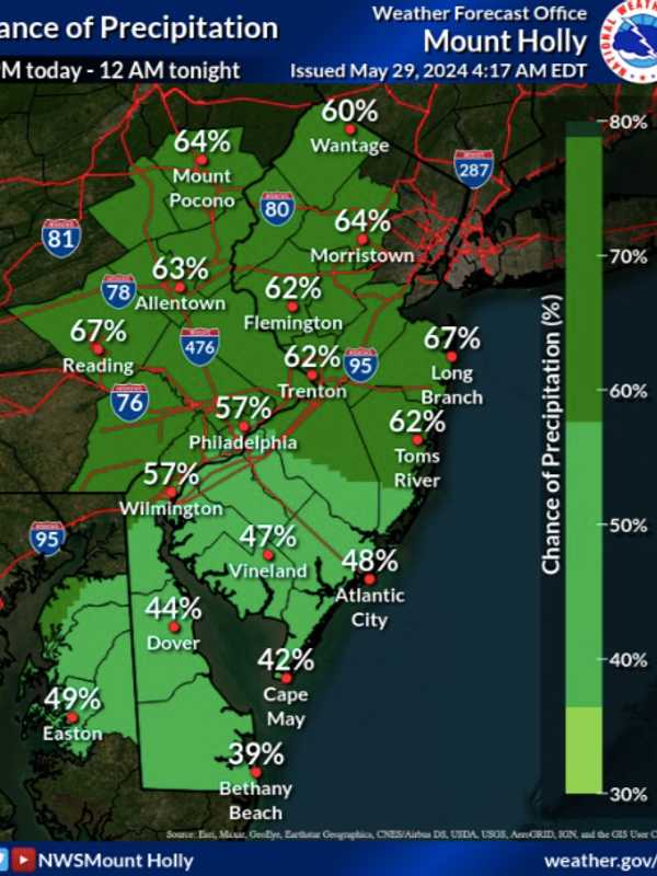 New Round Of Thunderstorms Could End Sunny Day In NJ, PA, Weather Service Says