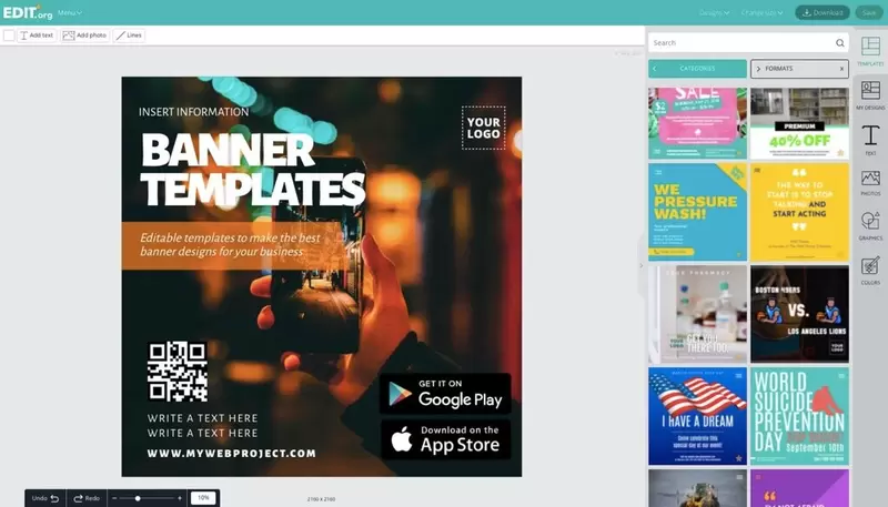 Online banner maker with free editable templates