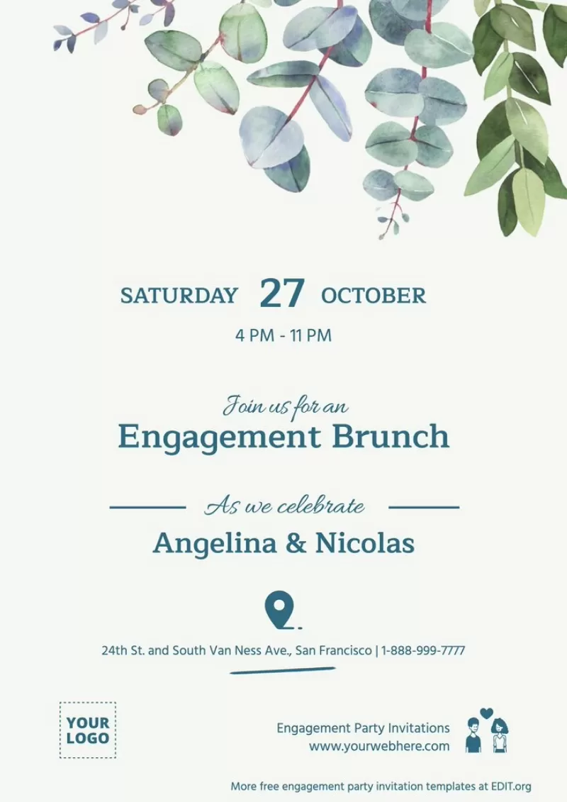 Customizable engagement blank invitation card templates