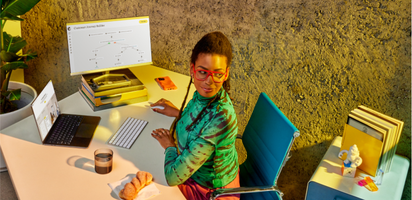 Woman working with desktop 