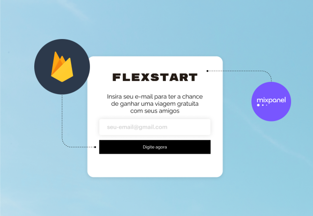 Um formulário de inscrição de e-mail usando as integrações Firebase e Mixpanel do Mailchimp.