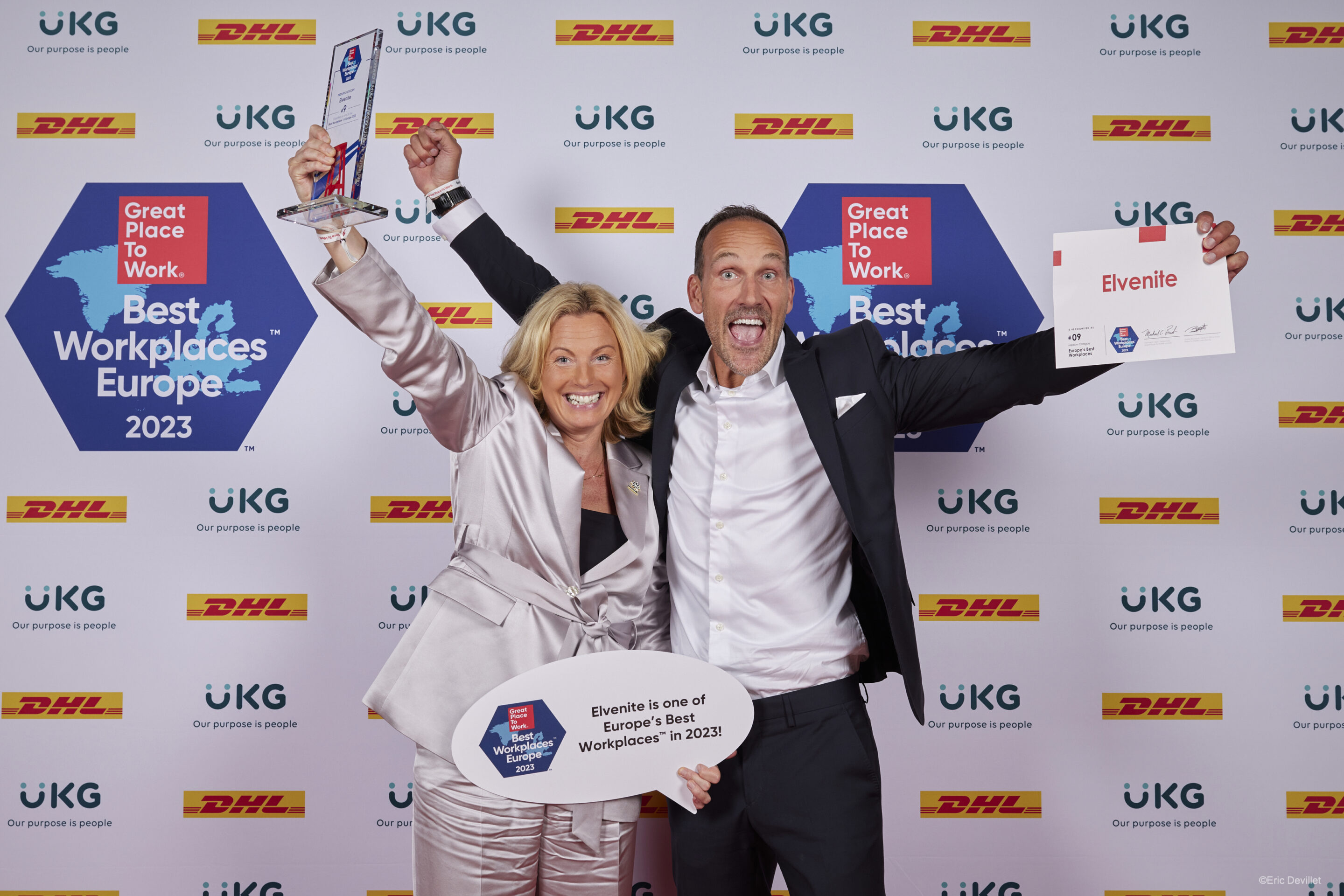 Mathias Dyberg och Åsa Klevmarken på GPTW-galan i Luxemburg