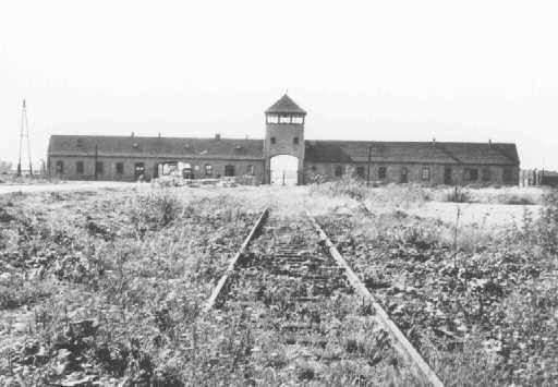 Main entrance to the Auschwitz-Birkenau killing center.