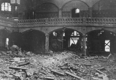 Synagogue destroyed during Kristallnacht (the "Night of Broken Glass").