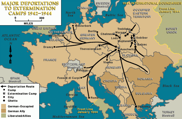 Major deportations to killing centers, 1942-1944