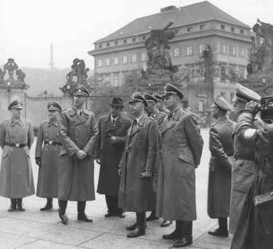  Reinhard Heydrich (third from left), Nazi governor of Bohemia and Moravia, with Heinrich Himmler (center, with glasses), chief of ...