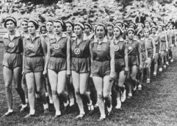 Jewish athletes at a sports festival in Grunewald stadium.