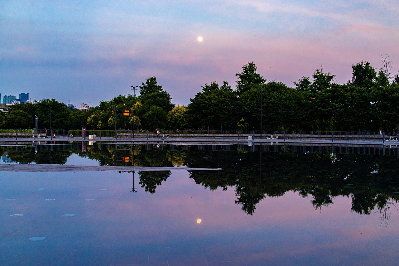 On the evening of the moon, a picture of Nanji Han River Park