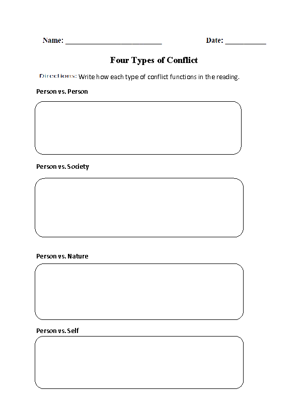 Conflict Reading Comprehension Worksheets