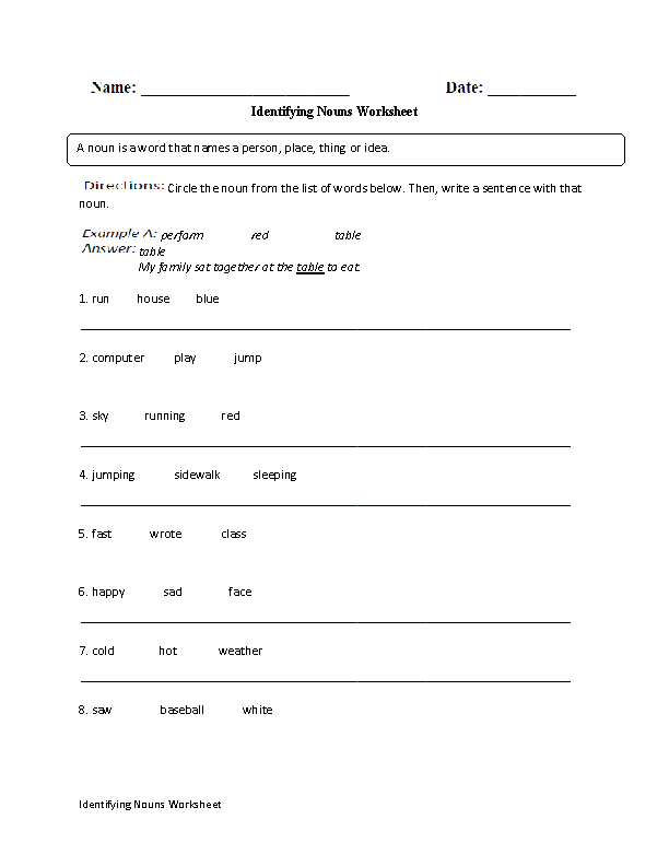 Regular Nouns Worksheets