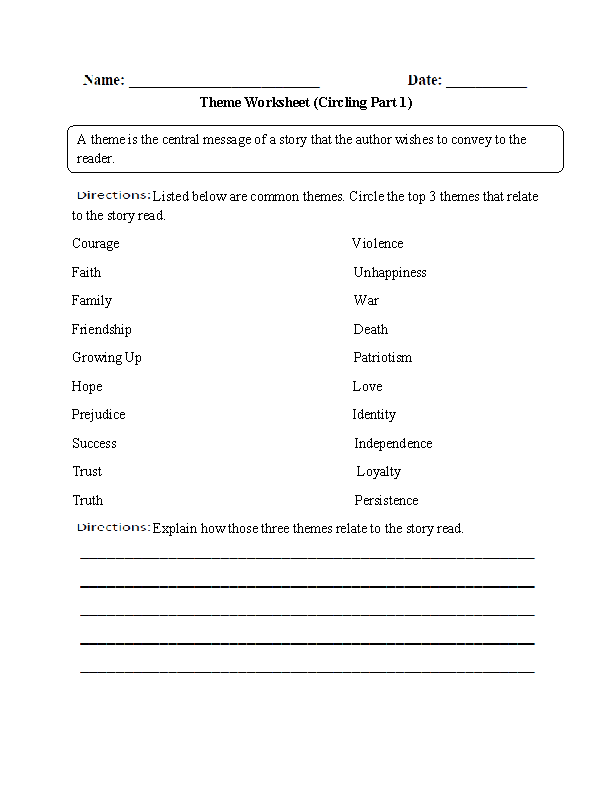 Theme Worksheet