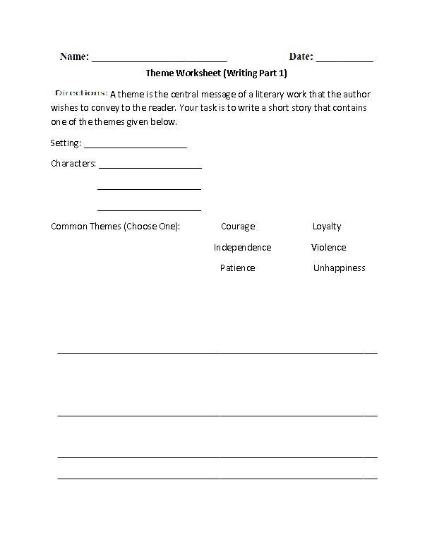 Writing Theme Worksheet