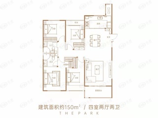 北龙湖瑞府四室两厅两卫150㎡户型图