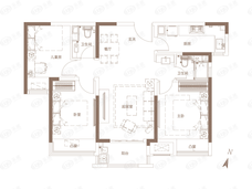 绿地花语城3室2厅2卫户型图