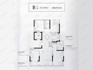 北龙湖瑞府B户型户型图