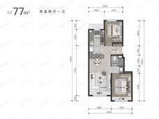 龙湖建工九里熙宸2室2厅1卫户型图