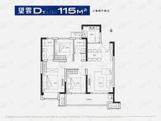 旭辉一江雲著3室2厅2卫户型图