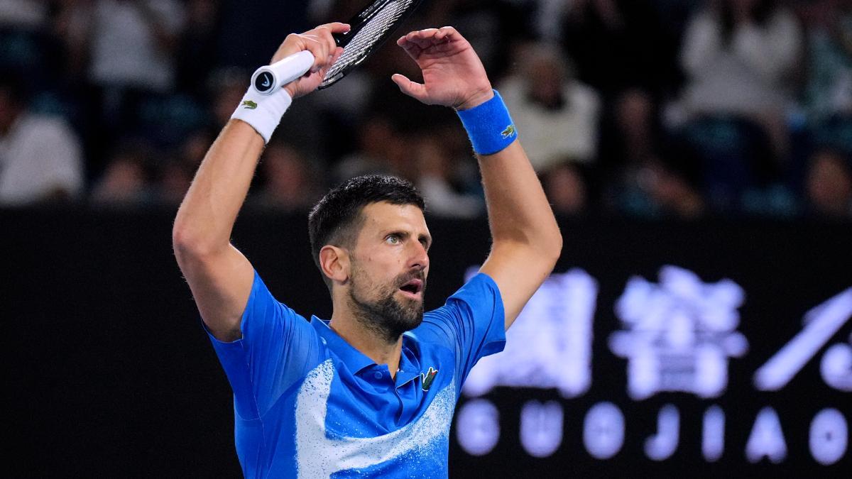 Novak Djokovic celebra ante Alcaraz