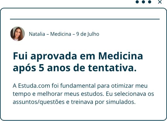 Depoimento de Natalia sobre como a Estuda.com ajudou seus estudos até passar em Medicina, que estava tentando há 5 anos.