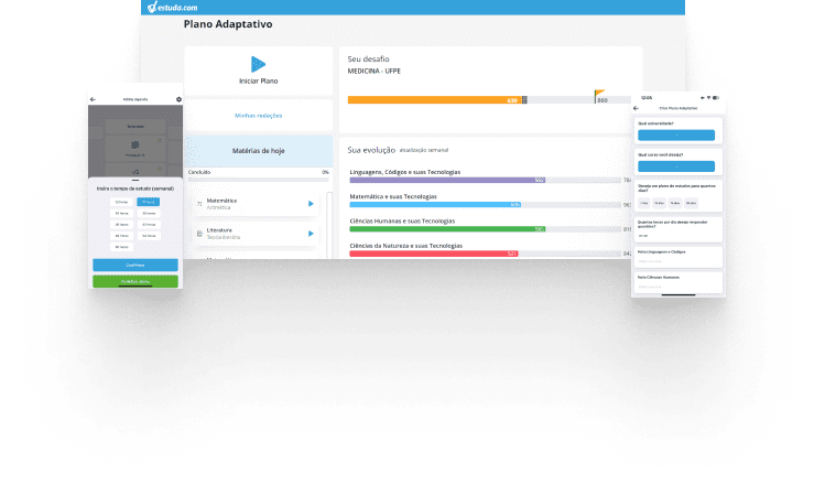 Imagem do plano adaptativo que os usuários têm acesso dentro da plataforma da Estuda.com.