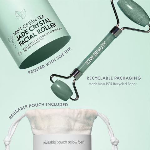 Mint Green Tea Jade Crystal Facial Roller