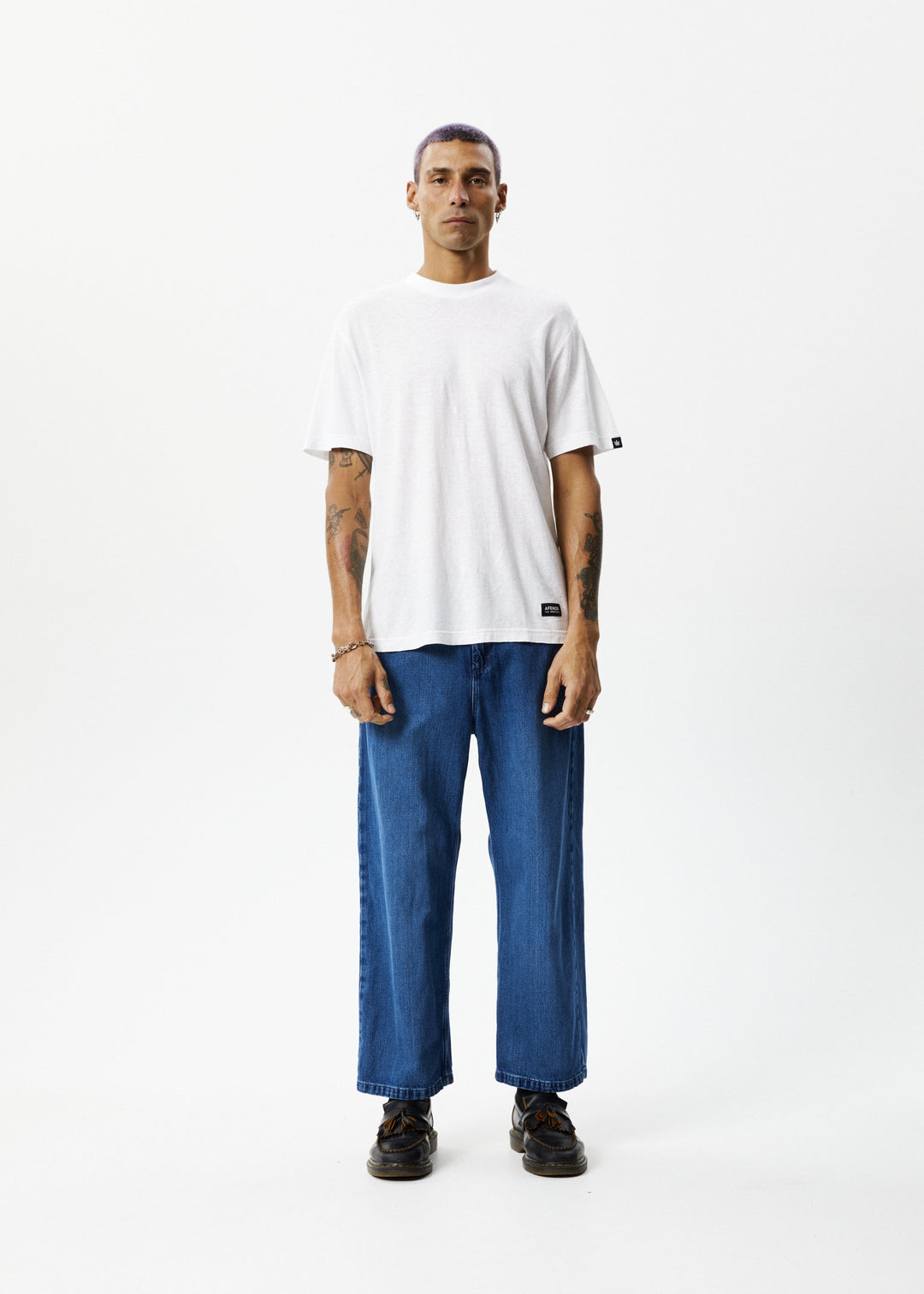 AFENDS Mens Pablo - Denim Baggy Jeans - Authentic Blue - Sustainable Clothing - Streetwear