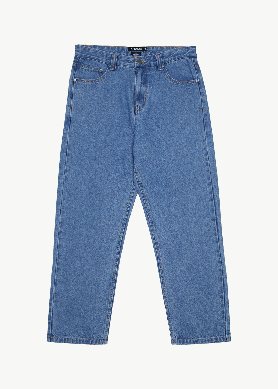 AFENDS Mens Ninety Two's - Denim Relaxed Jeans - Worn Blue - Sustainable Clothing - Streetwear