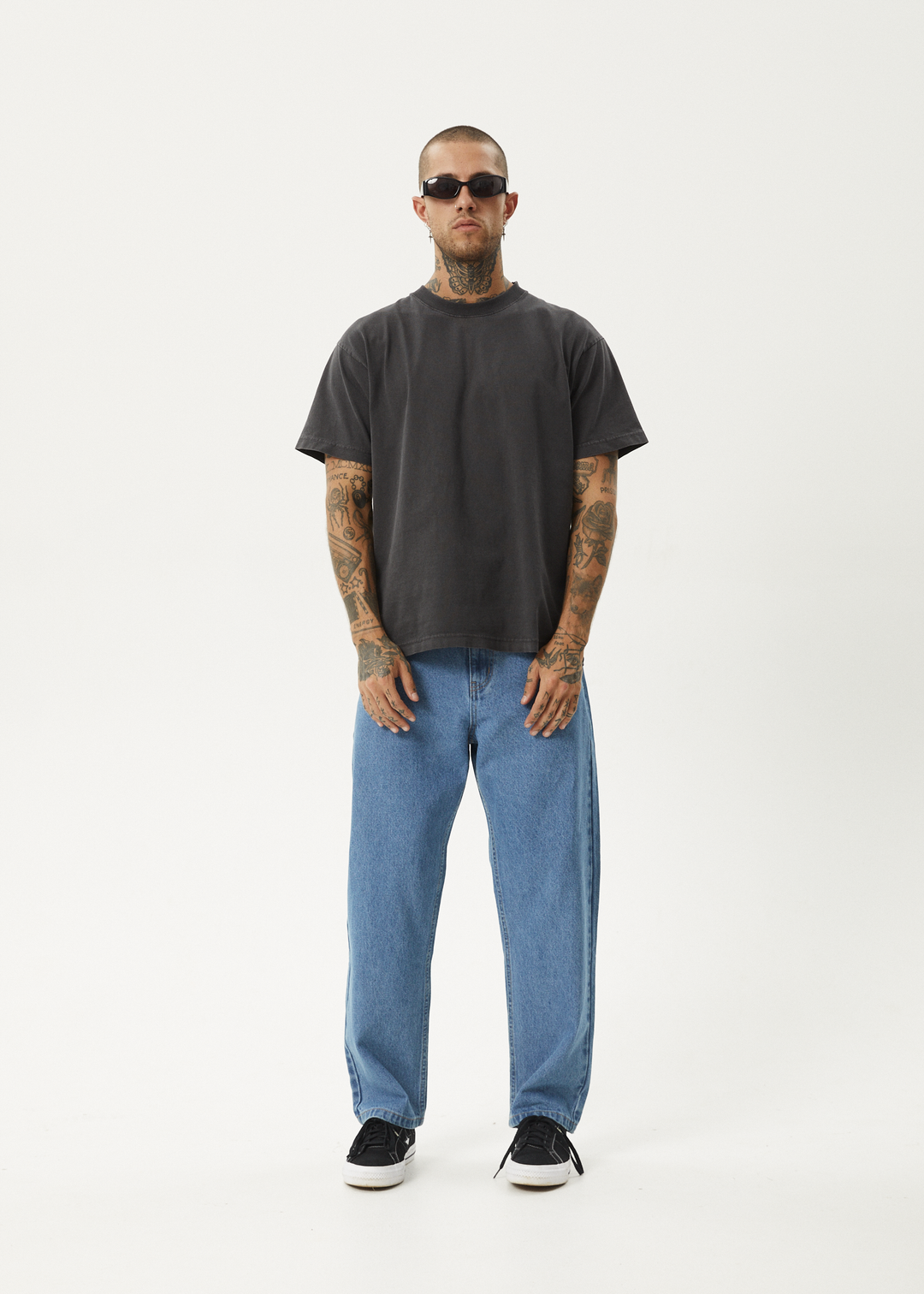 AFENDS Mens Ninety Two's - Denim Relaxed Jeans - Worn Blue - Sustainable Clothing - Streetwear