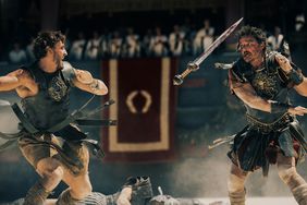 Paul Mescal plays Lucius and Pedro Pascal plays Marcus Acacius in Gladiator II from Paramount Pictures. 