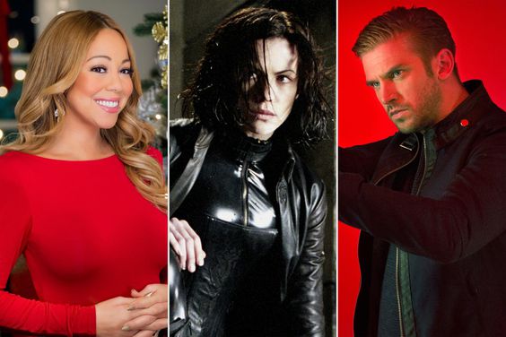 Leaving Netflix Mariah Carey from Mariah Carey's Merriest Christmas, Kate Beckinsale in Underworld, and Dan Stevens in The Guest