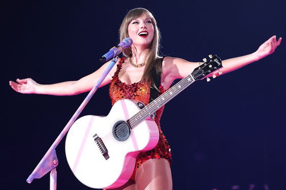 Taylor Swift performs onstage during "Taylor Swift | The Eras Tour" at La Defense on May 09, 2024 in Paris, France.