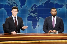 SATURDAY NIGHT LIVE -- "James McAvoy" Episode 1757 -- Pictured: (l-r) Anchor Colin Jost and anchor Michael Che during Weekend Update on Saturday, January 26, 2019