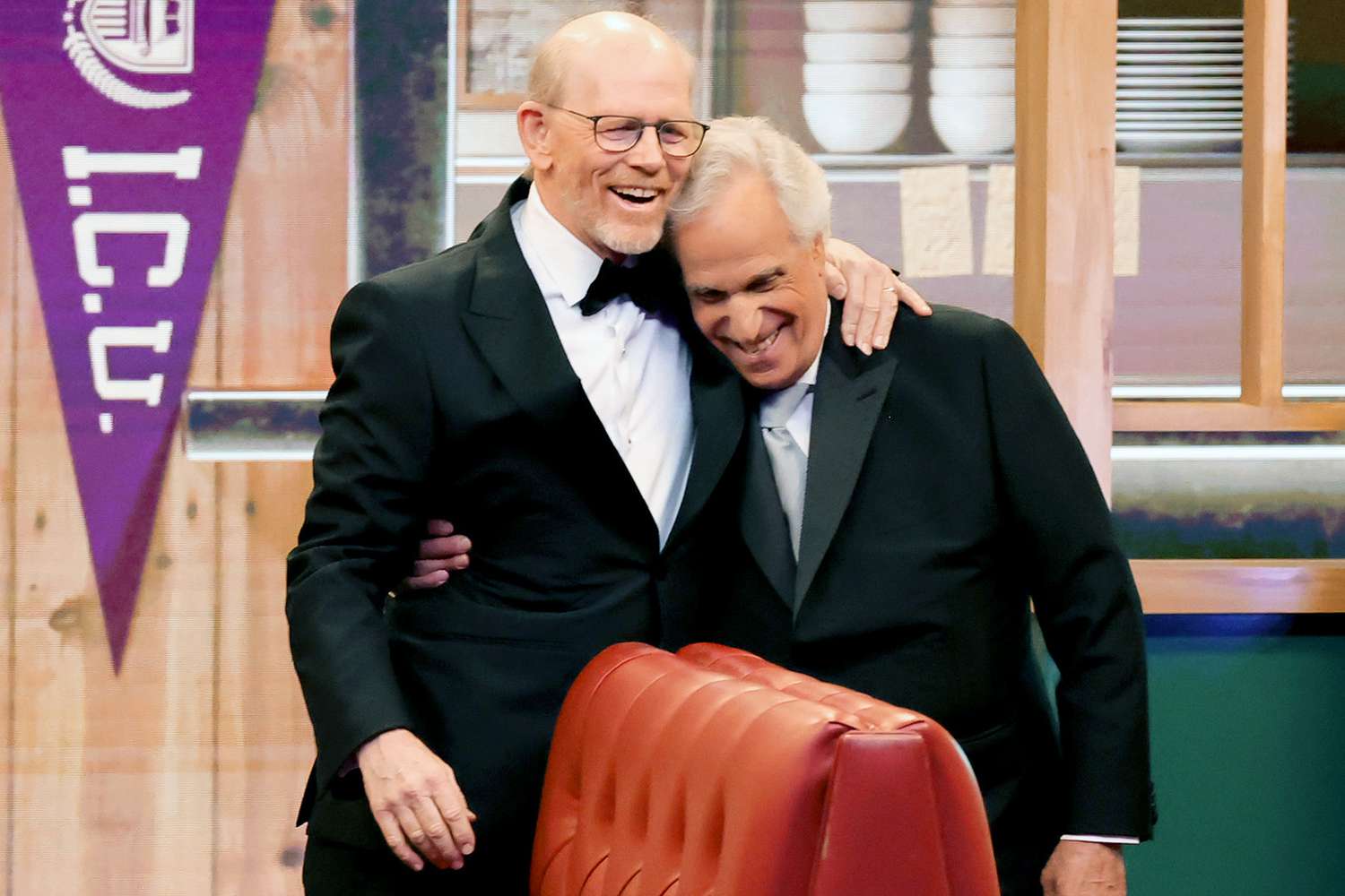 Ron Howard and Henry Winkler speak onstage during the 76th Primetime Emmy Awards at Peacock Theater on September 15, 2024 in Los Angeles, California. 