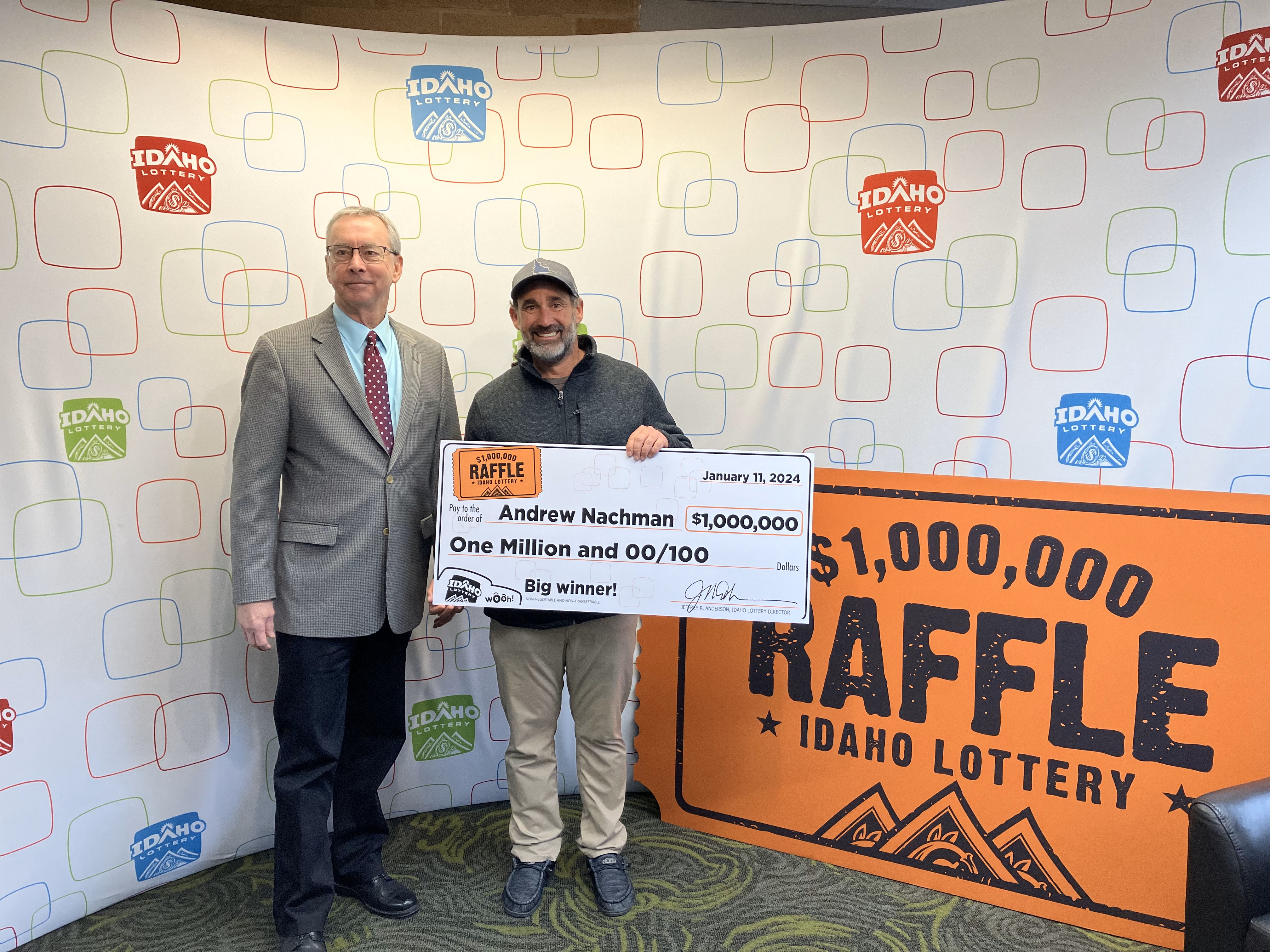 Andrew Nachman and Idaho Lottery director, Jeff Anderson